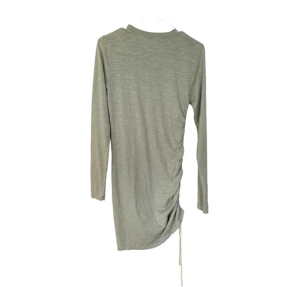 Pam & Gela Long Sleeve Shirred Dress Matcha Green Size Small - Picture 9 of 13